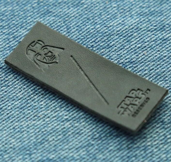 custom laser cut debossed small fake pu leather patch for clothing